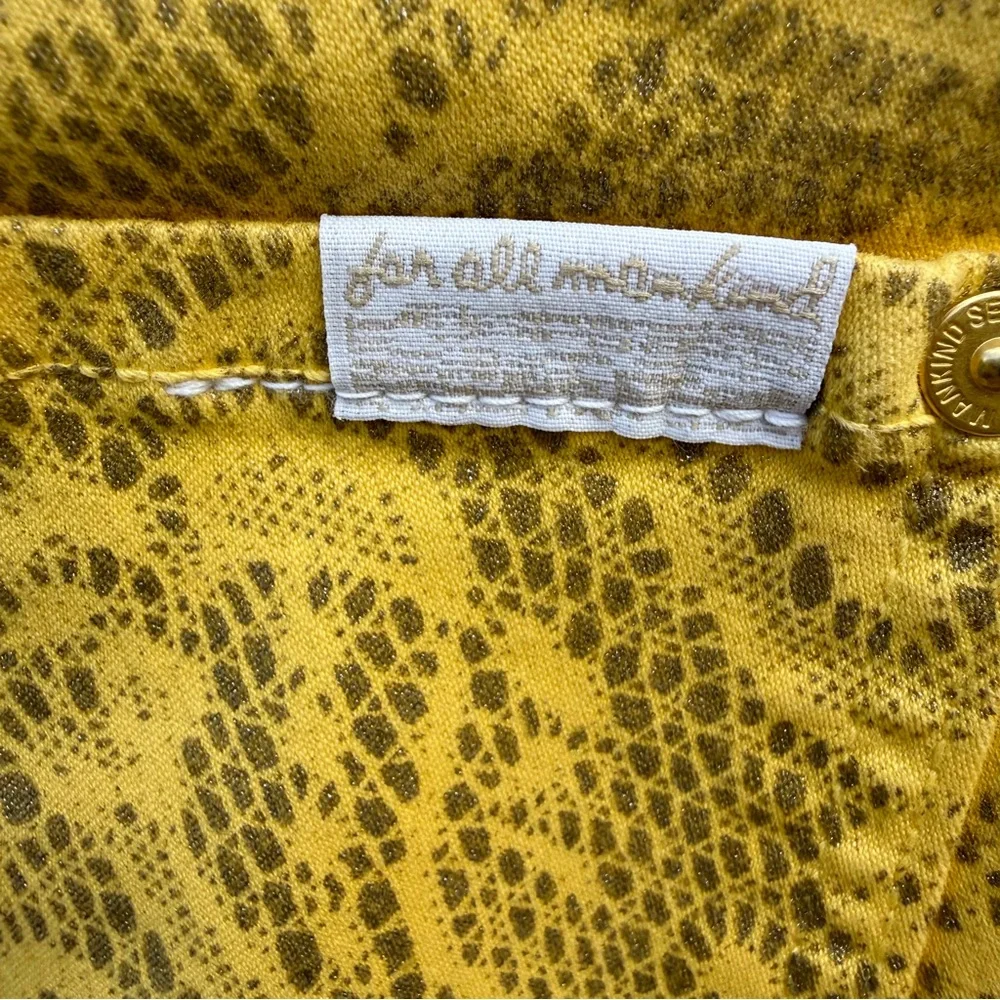 Y2K 7 For All Mankind Yellow Paisley Lace Skinny Jeans Size 26 - Picture 7 of 7